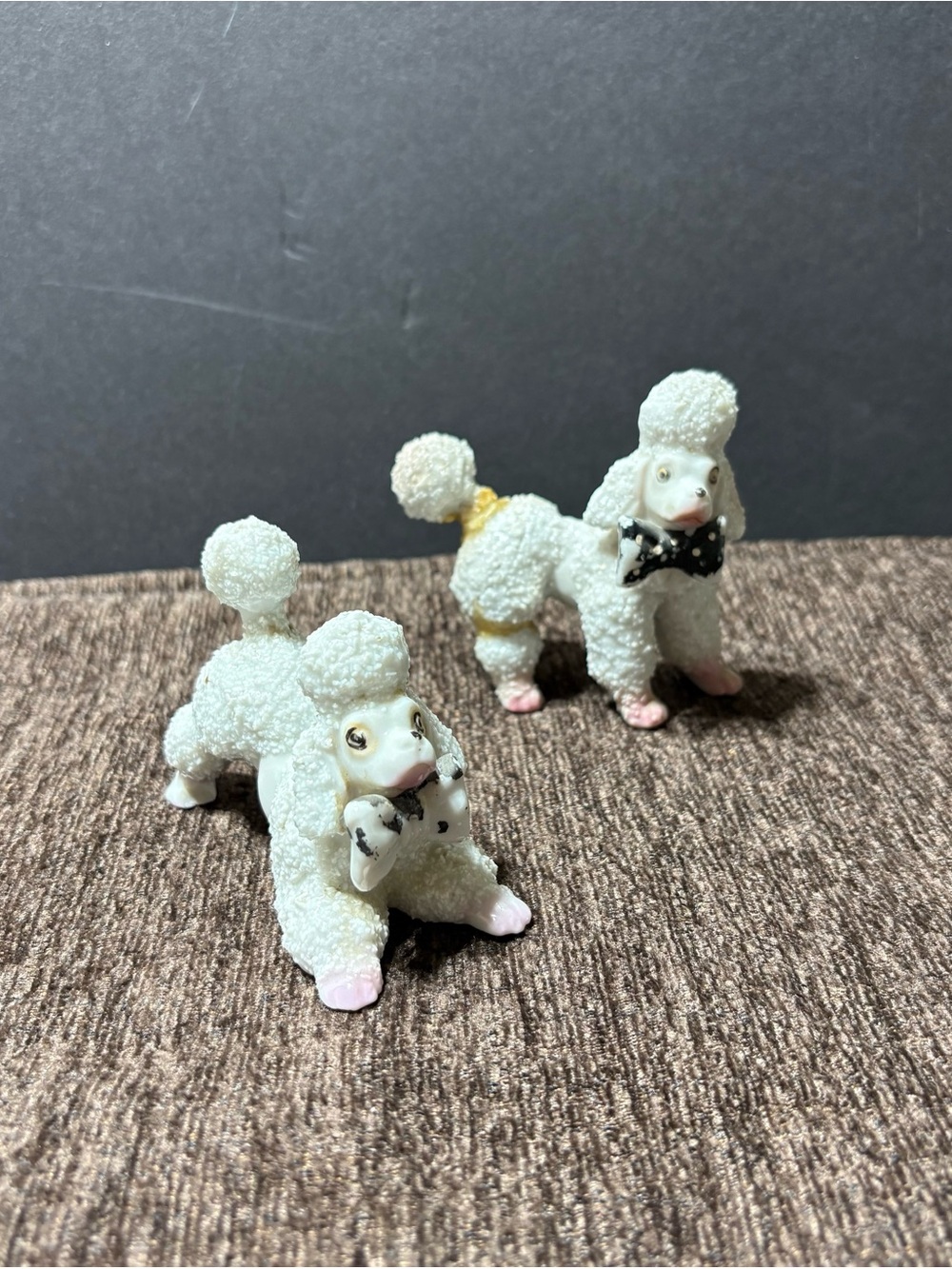 White Poodle Figurine Set - Decorative Pet Statues made in Japan